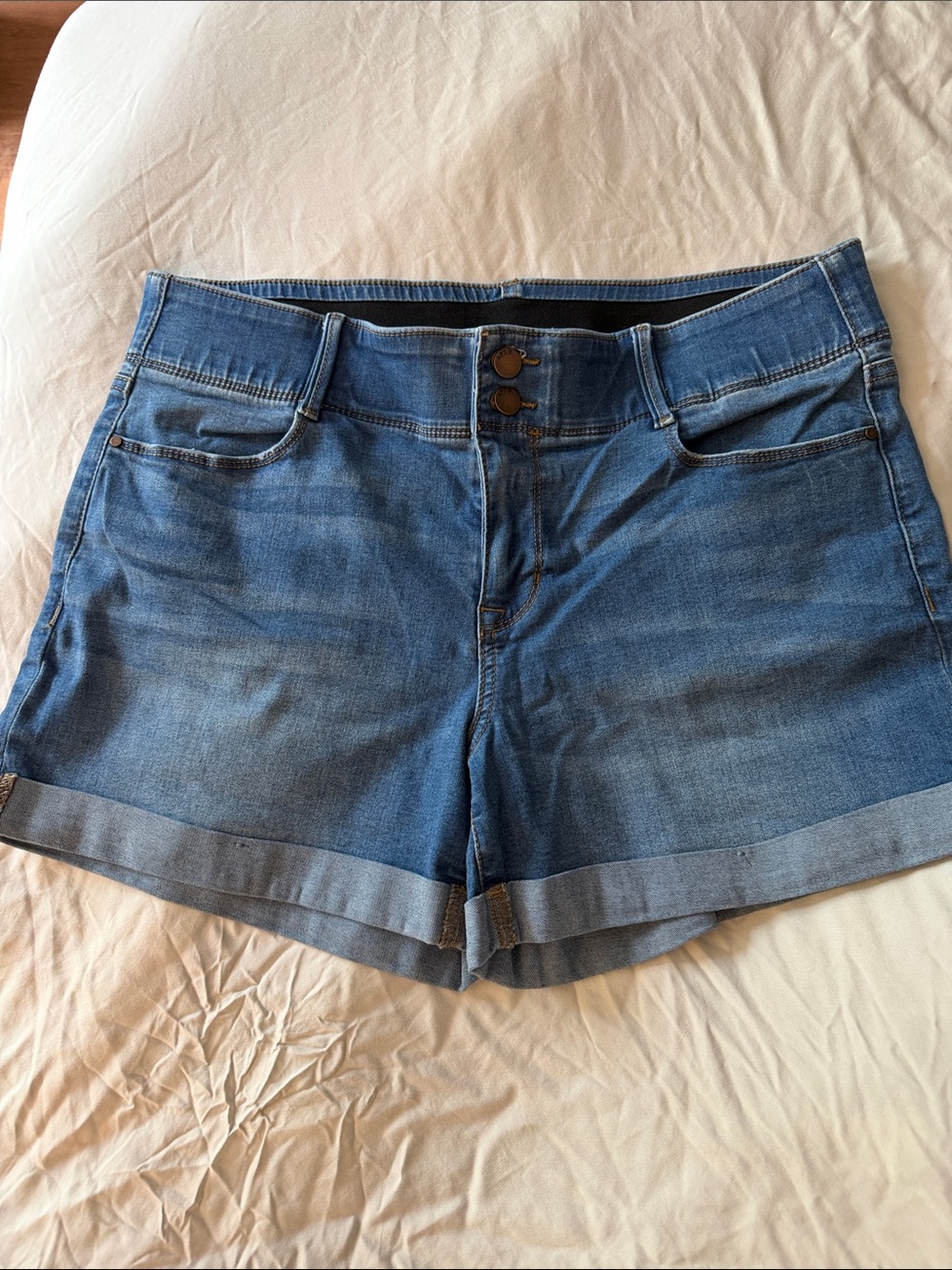 Apt. 9 Blue Double-Button Cuffed Denim Shorts